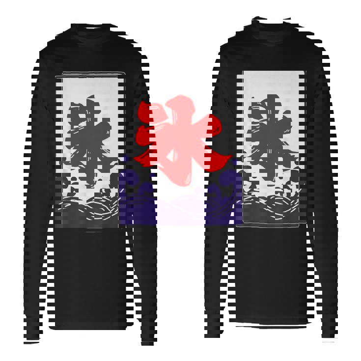 氷 のれん 夏（氷屋 かき氷）お祭り 夜店 漢字 文字 昭和レトロ 和柄 かわいい イラスト 長袖Tシャツ ギフトのアイデア