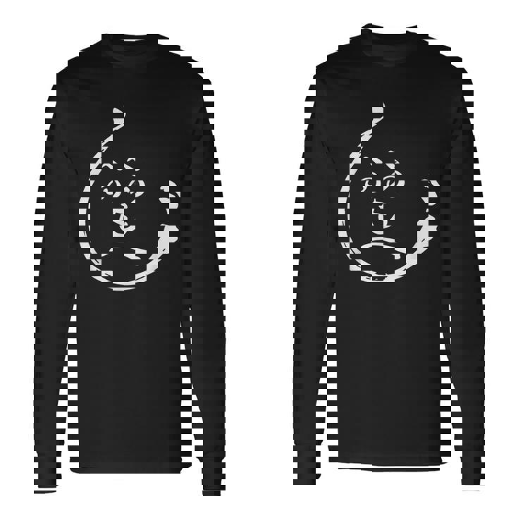 江戸時代の侍風にデザインした へのへのもへじ ユニーク ユーモア 面白い ふざけ ゆる かわいい インパクト 長袖Tシャツ