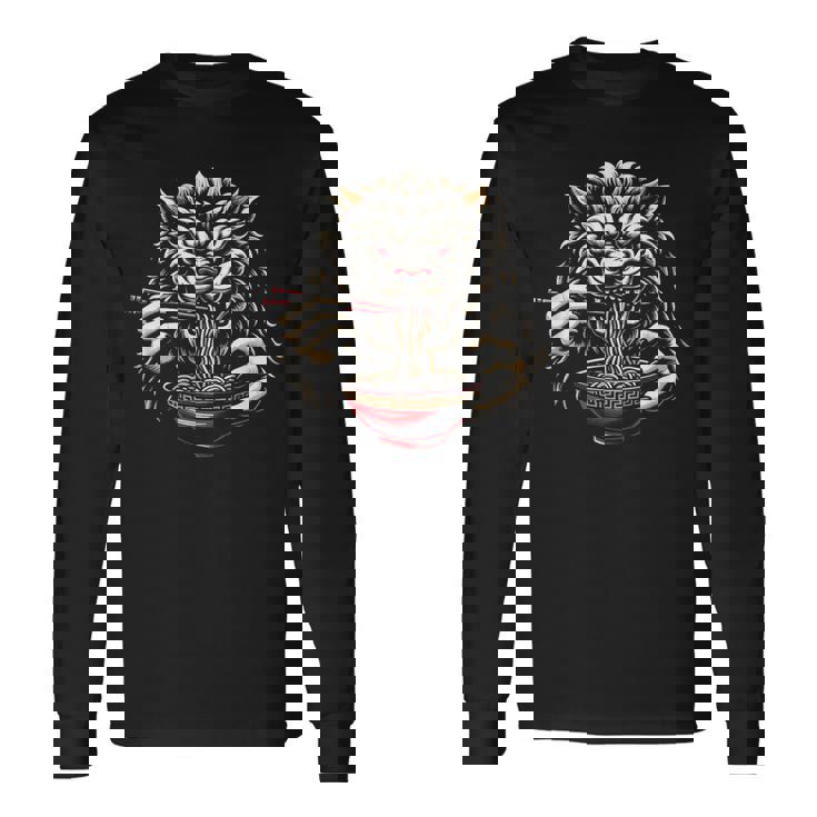 沖縄ジャパン シーサー ガーディアン ライオン ラーメン 沖縄土産 長袖Tシャツ ギフトのアイデア