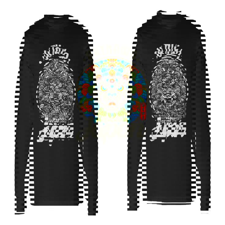 沖縄ジャパン シーサー ライオンガーディアン 和 カタカナ お土産 長袖Tシャツ