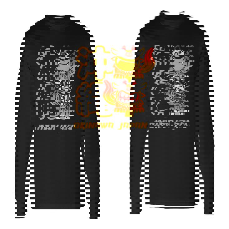 沖縄ジャパン シーサーガーディアンライオンズ 沖縄 日本語漢字 長袖Tシャツ