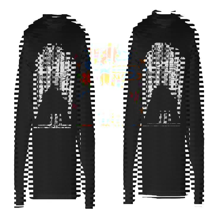 沖縄島ジャパン うちなちゅう 琉球 ビンガタ 沖縄紅型びんがた 長袖Tシャツ