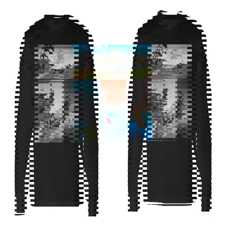 浮世絵 富士山 日本画 版画 名作 アート 絵画 メンズ レディース 面白い 服 美術 おもしろ 長袖Tシャツ