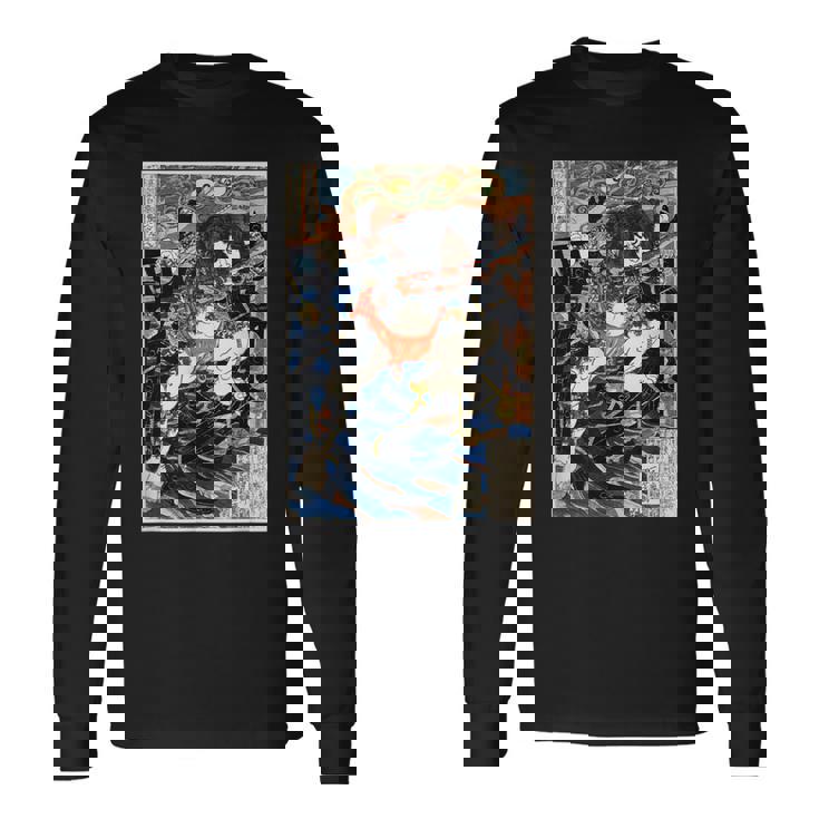 浮世絵 面白tシャツ 日本画 歌川国芳 名作 アート 絵画 メンズ レディース 面白い 服 美術 おもしろ 長袖Tシャツ ギフトのアイデア