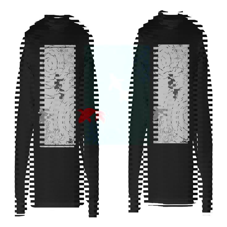 涼風2－いつかの雨上がり－ 金魚 波紋 夏 風 納涼 シック 和風 和柄 シンプル レトロ メンズ レディース キッズ 長袖Tシャツ