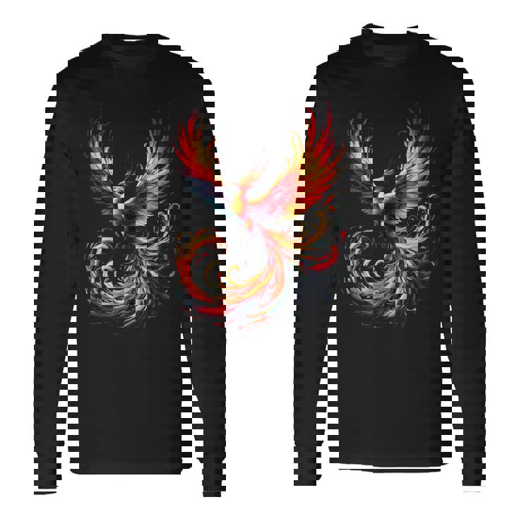 火の鳥 不死鳥 神話上の鳥 立ち上がり 再び生まれる 灰 長袖tシャツ 長袖Tシャツ