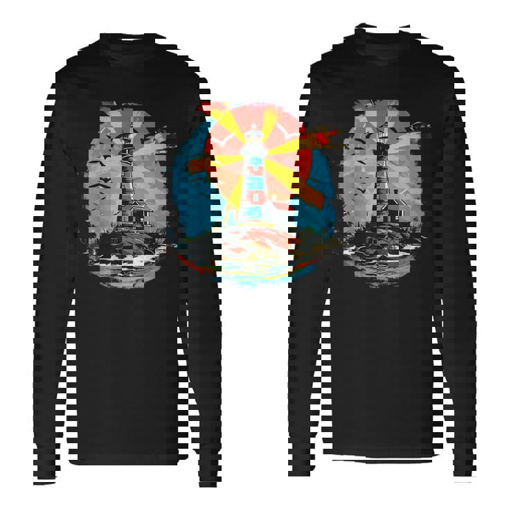 灯台 シーサイド ハウス セーリング 海 ビーチ ボート 長袖Tシャツ