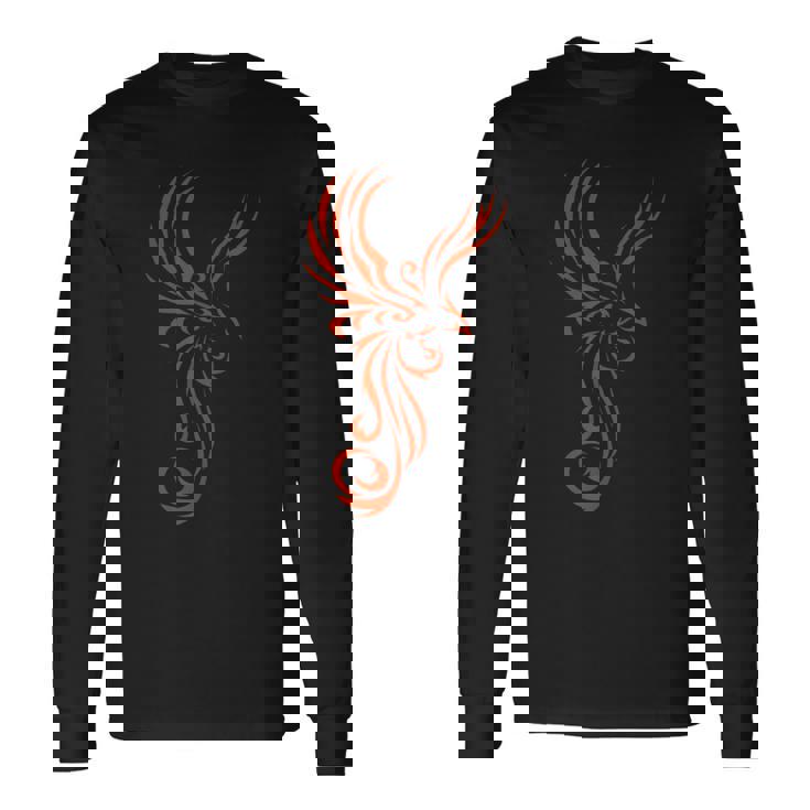 灰のタトゥー部族のモチーフから素晴らしいフェニックス。 長袖Tシャツ