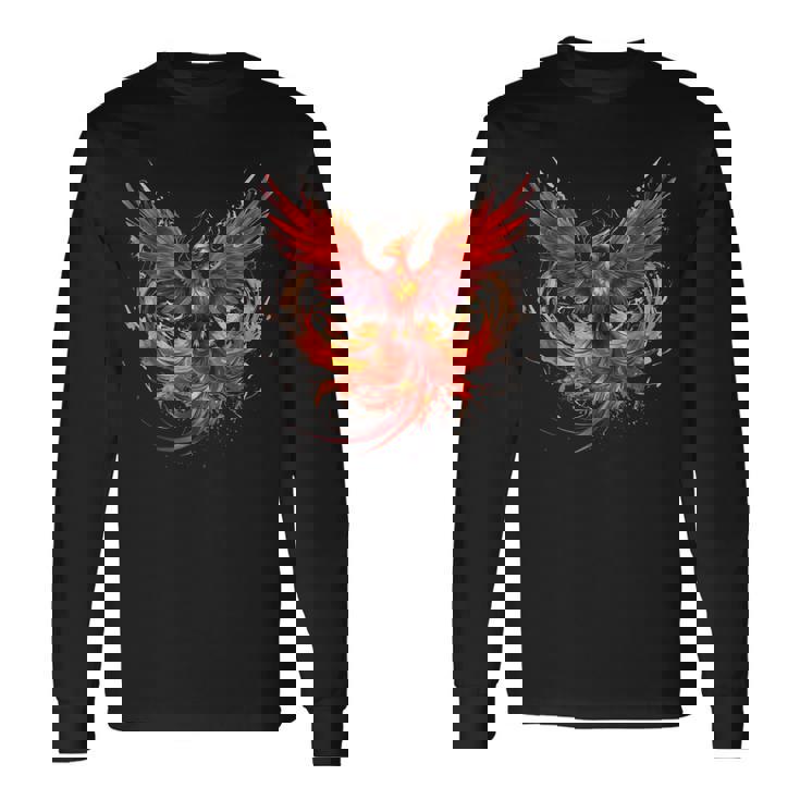 炎 フェニックス 鳥 若返り 神話 鳥 鳳凰 ライジング 長袖Tシャツ