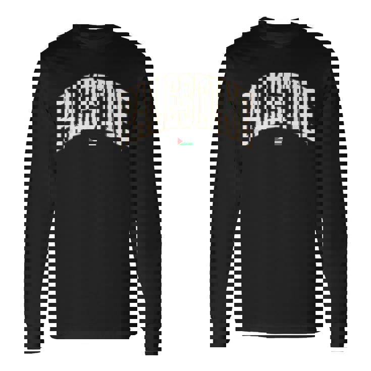 無料のパレスチナ大学代表チームフォント パレスチナの国旗を保存 長袖Tシャツ