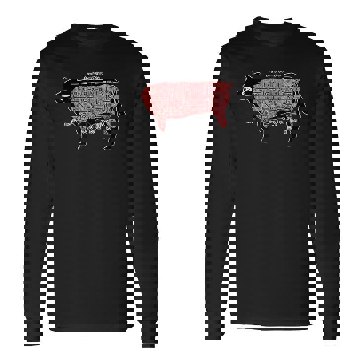 焼肉 カルビ 牛肉 焼肉定食 部位 面白い おもしろ ユーモア ギャグ お笑い 長袖Tシャツ