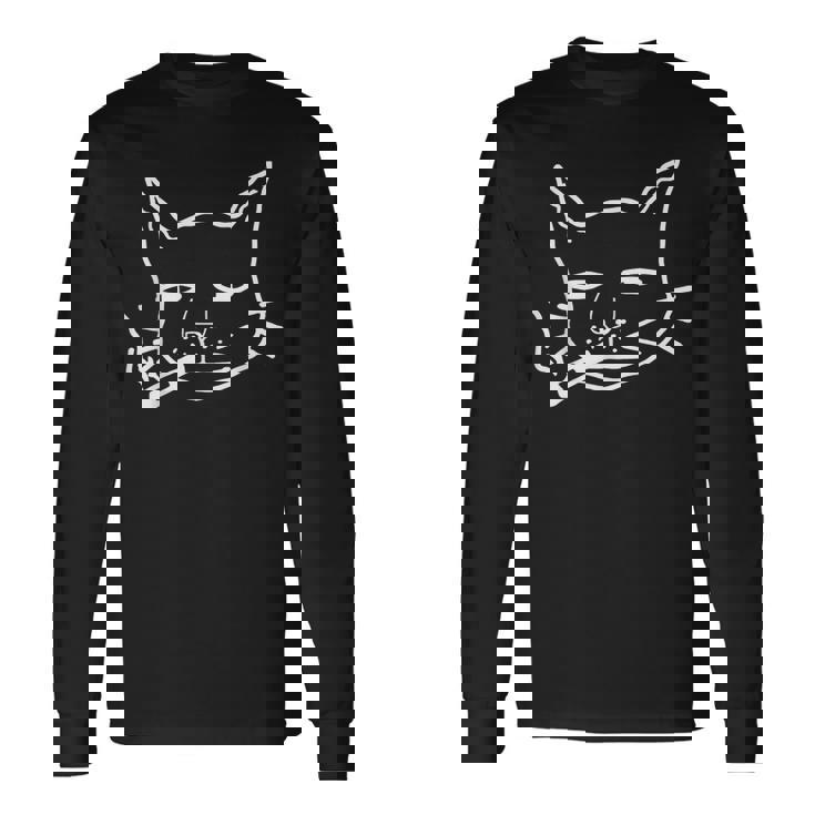 煙草を吸う猫 猫好き 長袖Tシャツ