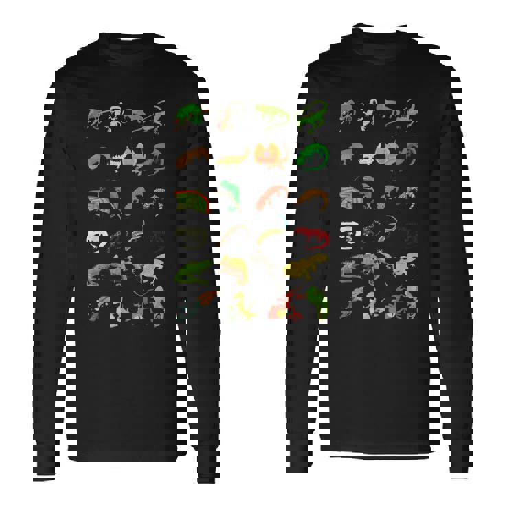 爬虫類 種別 かわいい ヤモリ トカゲ 長袖Tシャツ