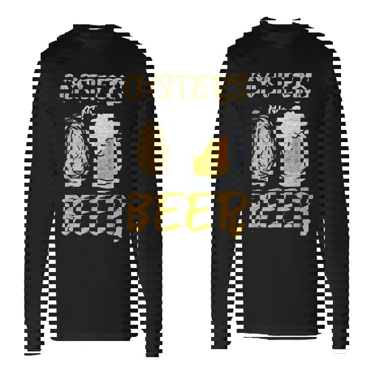 牡蠣とビール 長袖Tシャツ