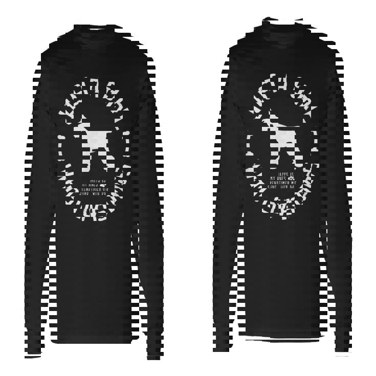 犬 おもしろ おしゃれ イヌ 可愛い シュナウザー ミニチュアシュナウザー シルエット 長袖Tシャツ ギフトのアイデア