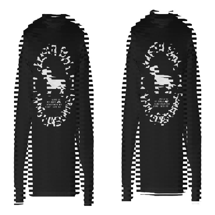 犬 おもしろ おしゃれ イヌ 可愛い ダックスフンド ミニチュアダックス シルエット 長袖Tシャツ