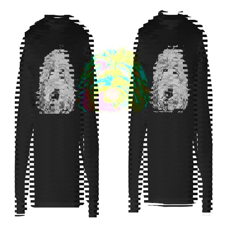 犬 カラフル ラブラドゥードル 長袖Tシャツ