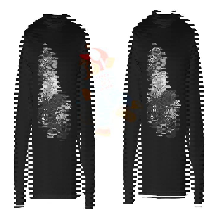 犬 おもしろ バイク オートバイ ライダース バイカー 面白い いぬ 長袖Tシャツ