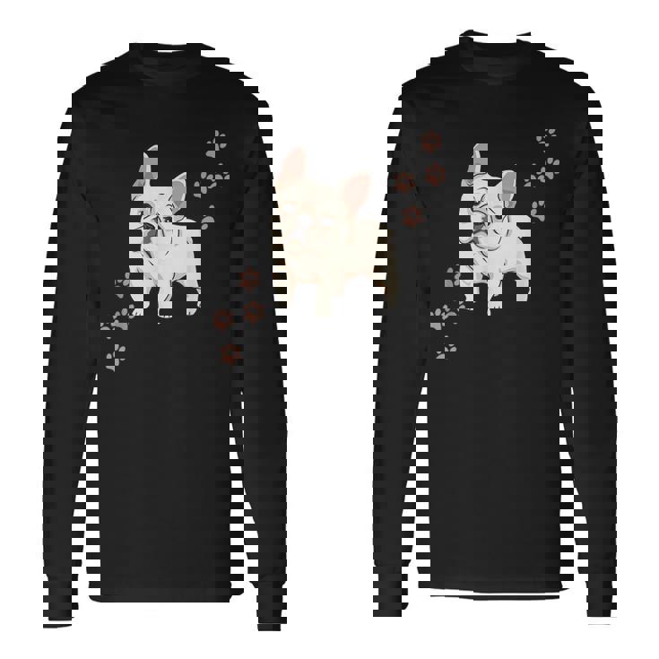 犬のプリントとフレンチブルドッグのグラフィック フレンチブルドッグ 長袖Tシャツ