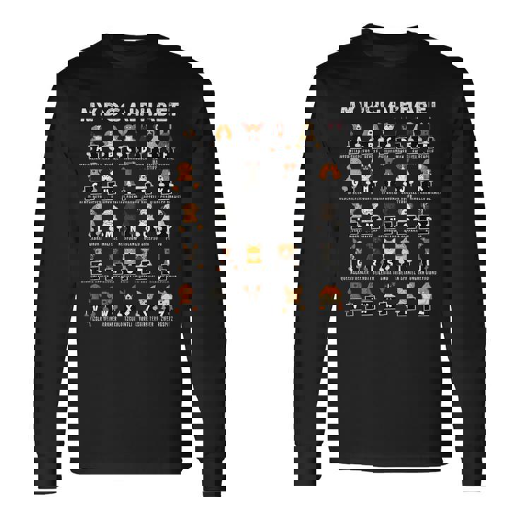 犬の種類 アルファベットa-Z Abc 犬の識別 長袖Tシャツ