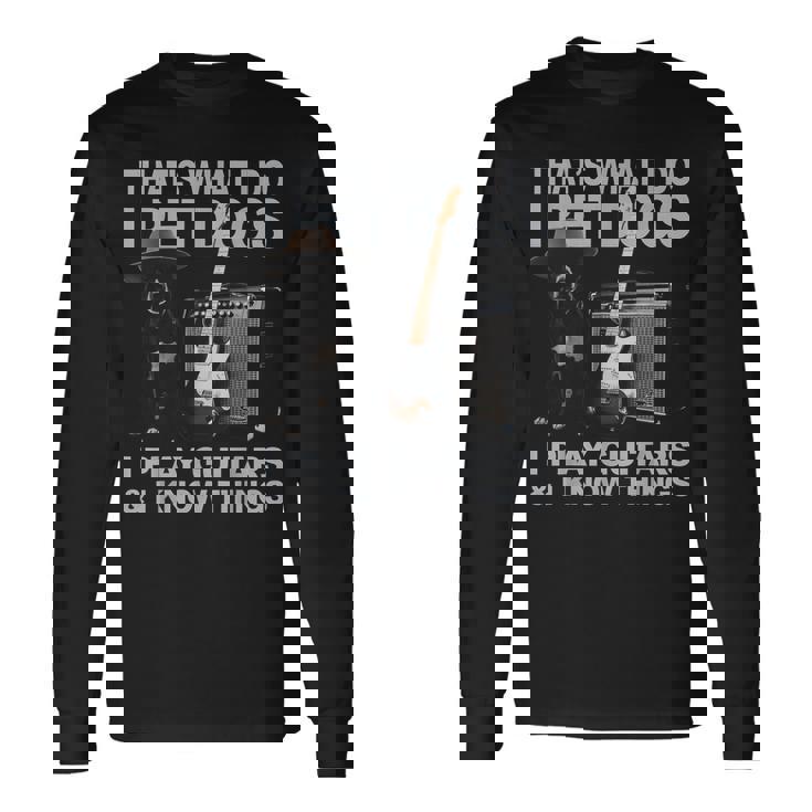 犬好き ギター ミュージシャン ペット 犬 演奏 ギター 面白い 長袖Tシャツ ギフトのアイデア