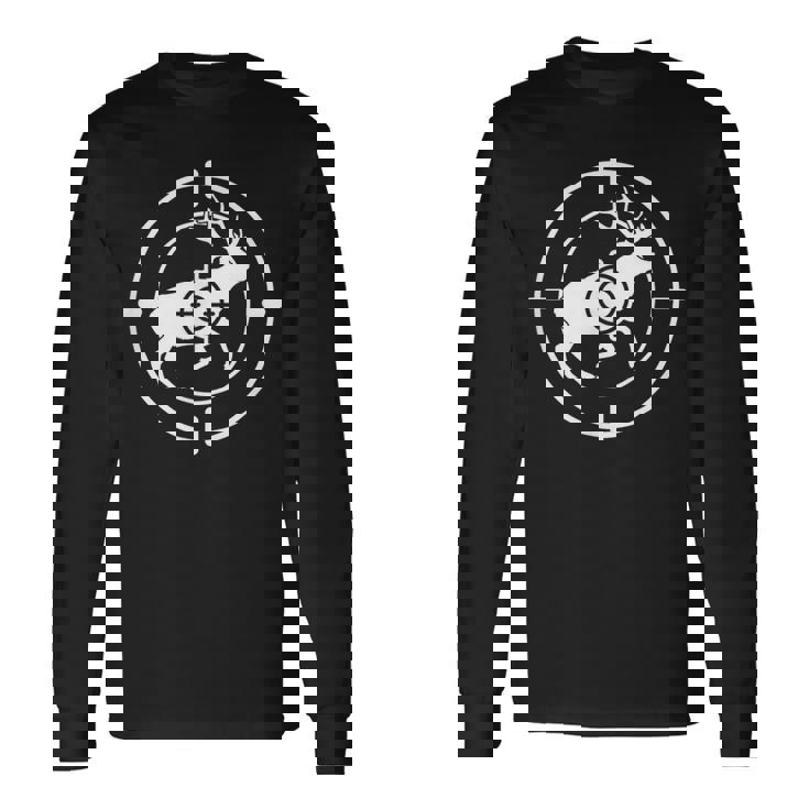 狩猟 射撃 猟師 熊 鹿 猟 ハンター 心電図 おもしろ グッズ 服 面白いtシャツ ライフル ネタ メンズ 長袖Tシャツ