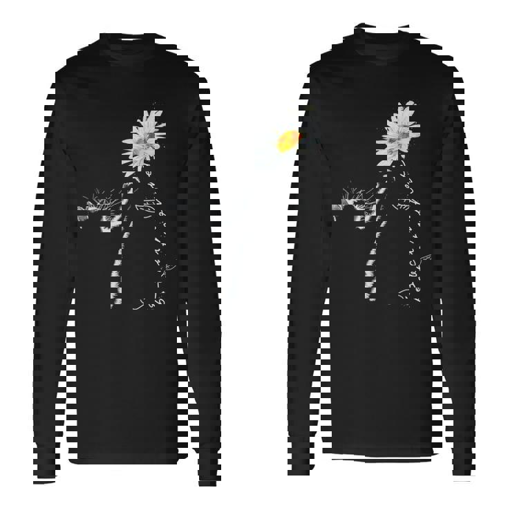 猫 & マーガレット 長袖Tシャツ