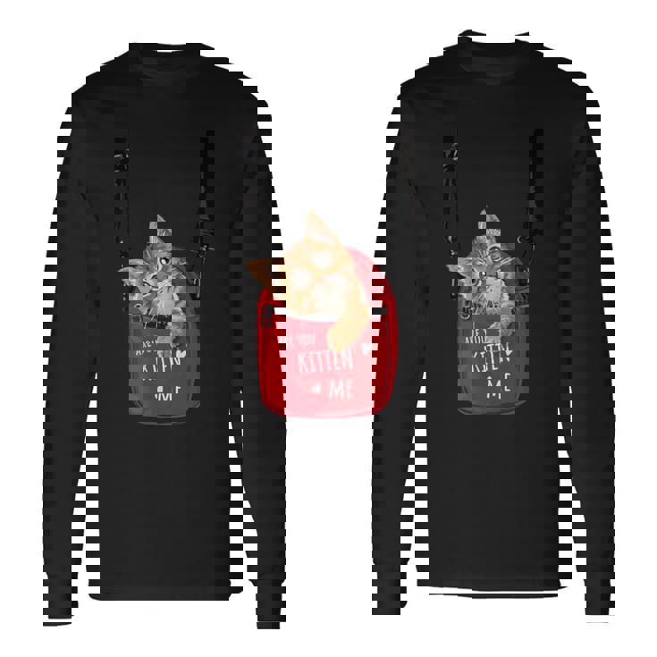 猫 かわいい ポシェット ねこ 面白い ネコ 長袖Tシャツ