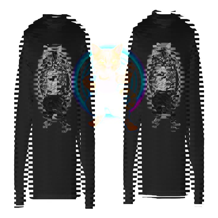 猫 ねこ カンフー 長袖Tシャツ