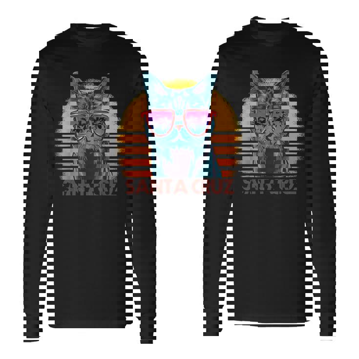 猫 ねこねこ サンタクルーズ カリフォルニア州 レトロ 長袖Tシャツ