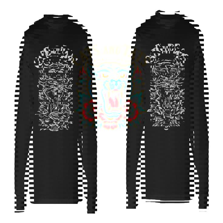 猫 タトゥー トラディショナル タトゥー アーティスト インク タトゥー師 ヴィンテージ 長袖Tシャツ