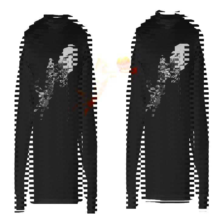 猫 ネコ バスケ 面白いtシャツ 文字入り メンズ おもしろ 面白い 服 おもしろグッズ ネタ 浮世絵 長袖Tシャツ