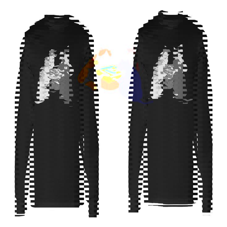 猫 ネコ 麻雀 面白いtシャツ 文字入り メンズ おもしろ 面白い 服 おもしろグッズ ネタ 雀士 長袖Tシャツ