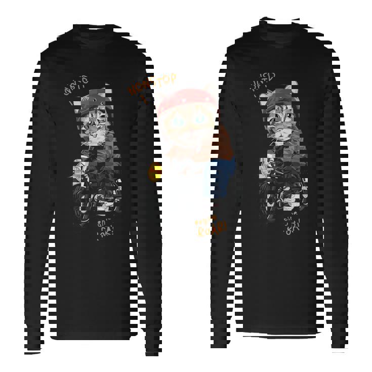 猫 バイク オートバイ おもしろ ねこ ライダース バイカー 面白い ネコ 長袖Tシャツ ギフトのアイデア