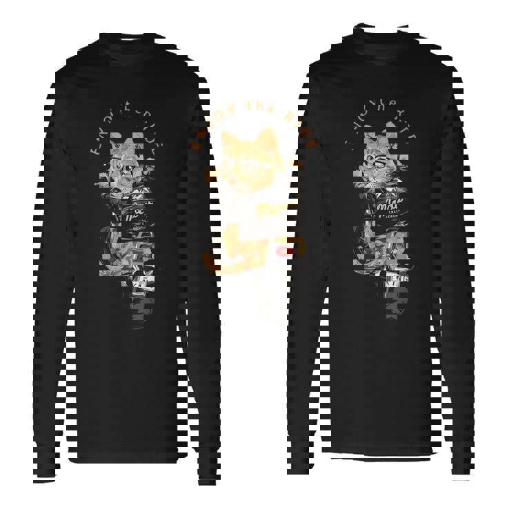 猫 おもしろ バイク オートバイ ねこ ライダース バイカー 面白い ネコ 長袖Tシャツ