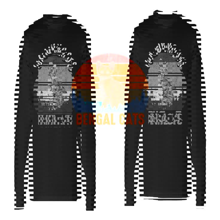 猫-ベンガル猫 長袖Tシャツ