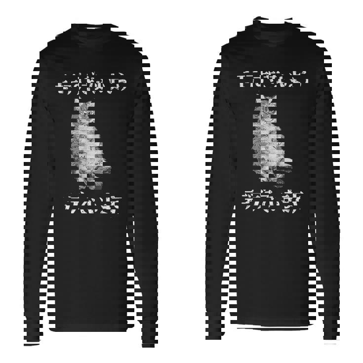 猫 モテるデブ 面白いtシャツ 文字入り メンズ おもしろ 面白い 服 オリジナル おもしろグッズ 文字 長袖Tシャツ ギフトのアイデア