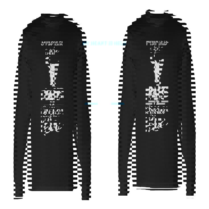 猫 ロシアンブルー 長袖Tシャツ