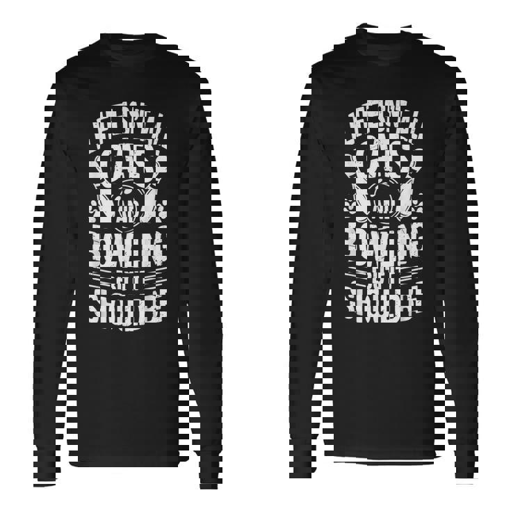 猫とボウリング 面白いボウラー ボウリング 長袖Tシャツ