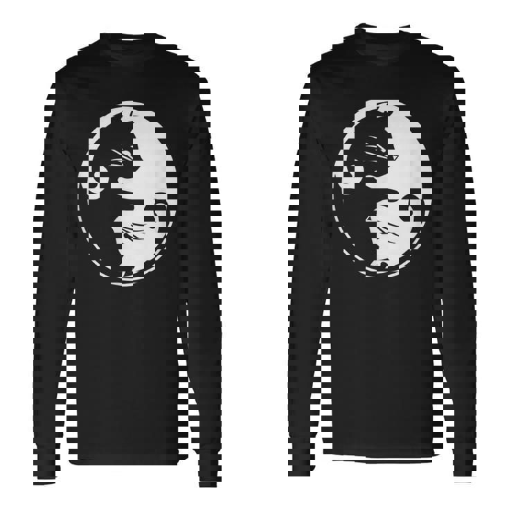 猫の陰陽相互接続 長袖Tシャツ