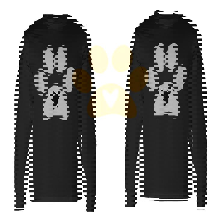 猫や犬の愛好家のための足付きハート 長袖Tシャツ