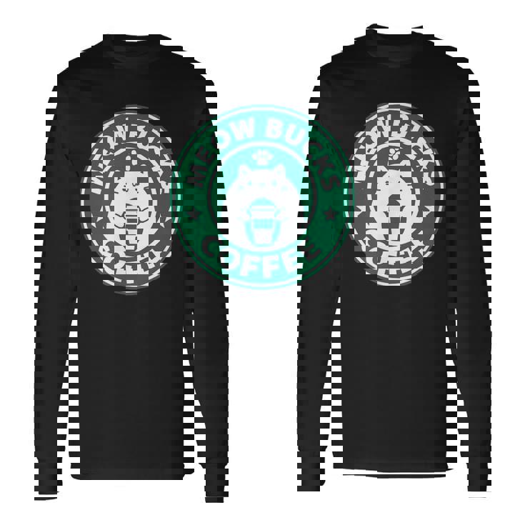 猫バックスコ－ヒ－ スタバ 可愛い カフェ 個性的 パロディ 面白い 笑える 長袖Tシャツ