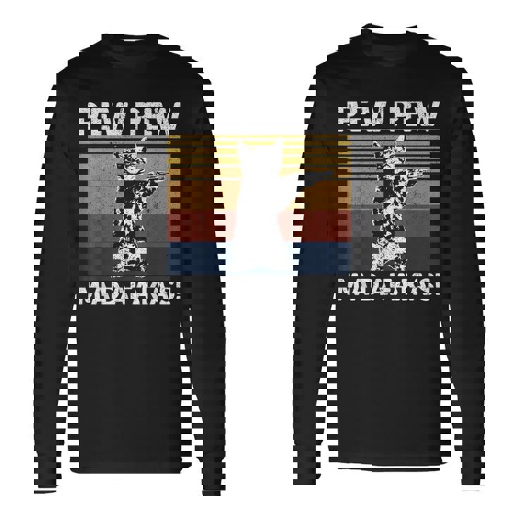 猫ビンテージpewpewpewマダファカス猫クレイジーピュー 長袖Tシャツ