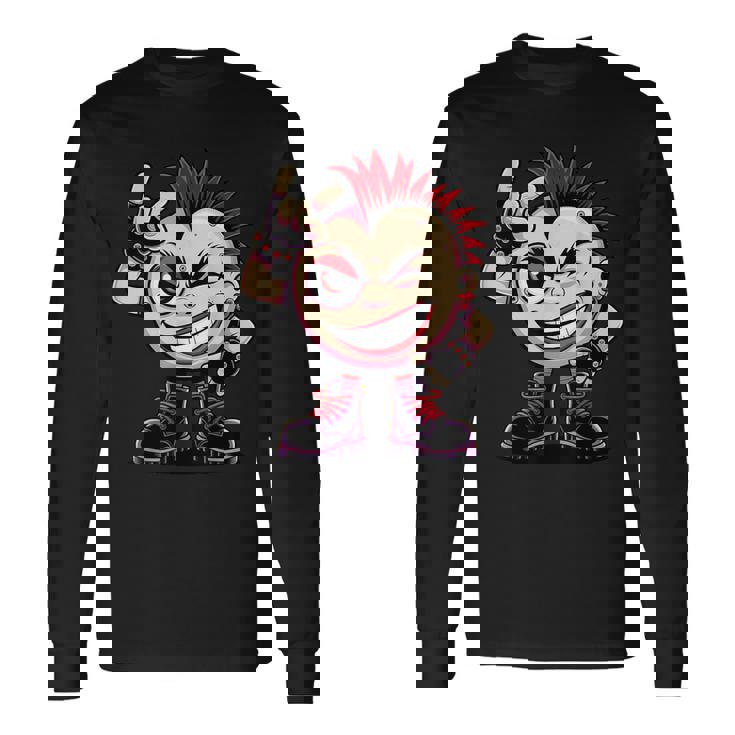 生意気なパンクロックロッカー イロとブーツ付き 面白いパンク 長袖Tシャツ
