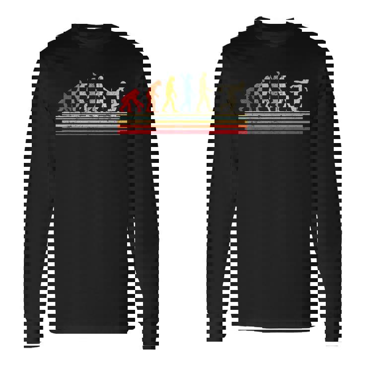 男のtシャツビンテージレトロの面白いボウリングの進化 長袖Tシャツ