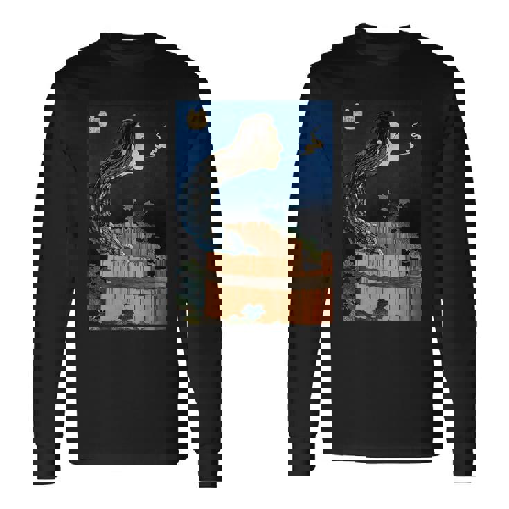 番町皿屋敷 百物語 怪談 葛飾 北斎 お皿のマンション お菊 日本美術 ハロウィン 長袖Tシャツ