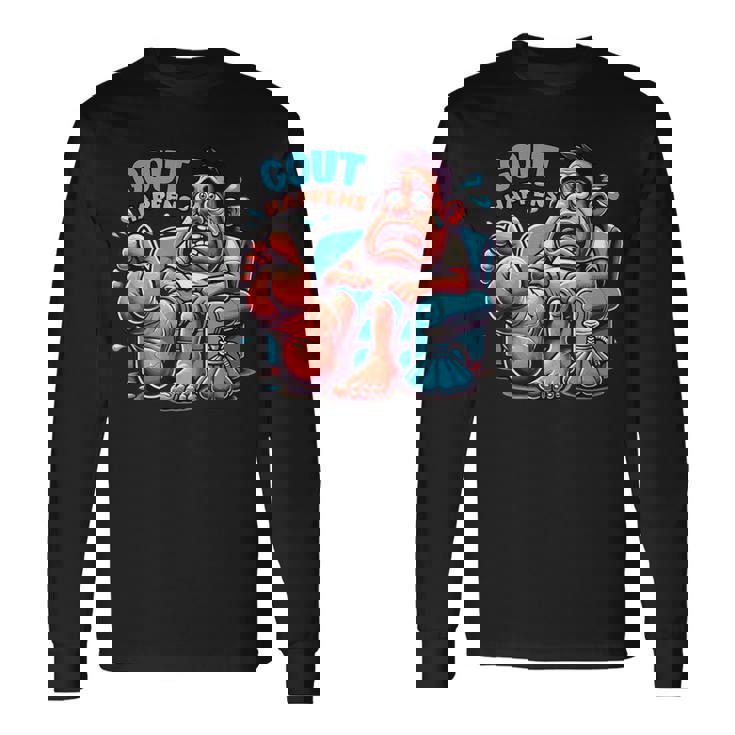 痛風が起こる 面白くて陽気な愚かな痛み むくみ 長袖Tシャツ