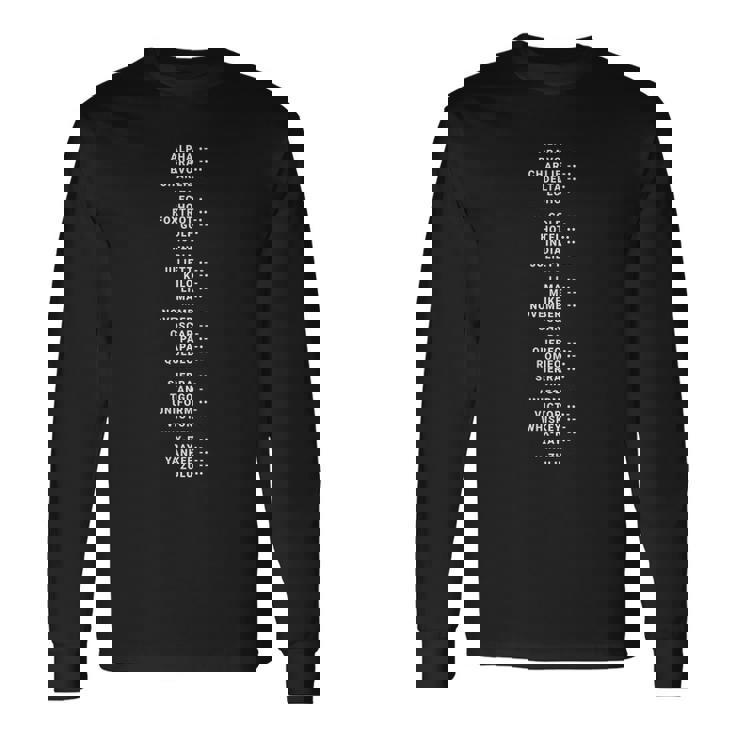 発音アルファベット モールス符号 スペル アルファベット ミリタリー 長袖Tシャツ