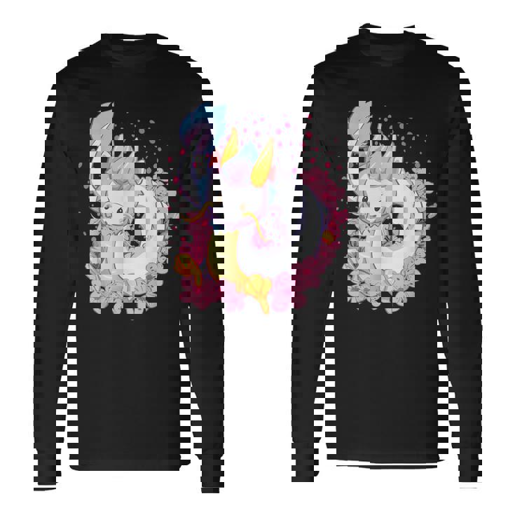 白 アニメ ドラゴン 美的 カワイイ 長袖Tシャツ