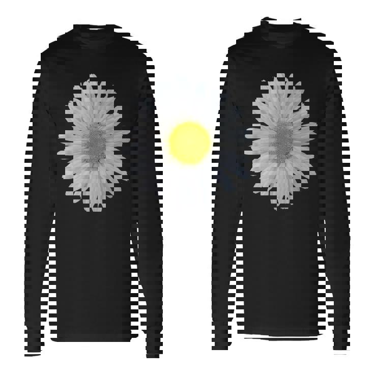 白いデイジーの花、咲くデイジー、花、花、デイジー 長袖Tシャツ